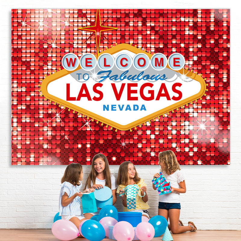 Lofaris Glitter Red With Shining Light Happy Birthday Backdrop