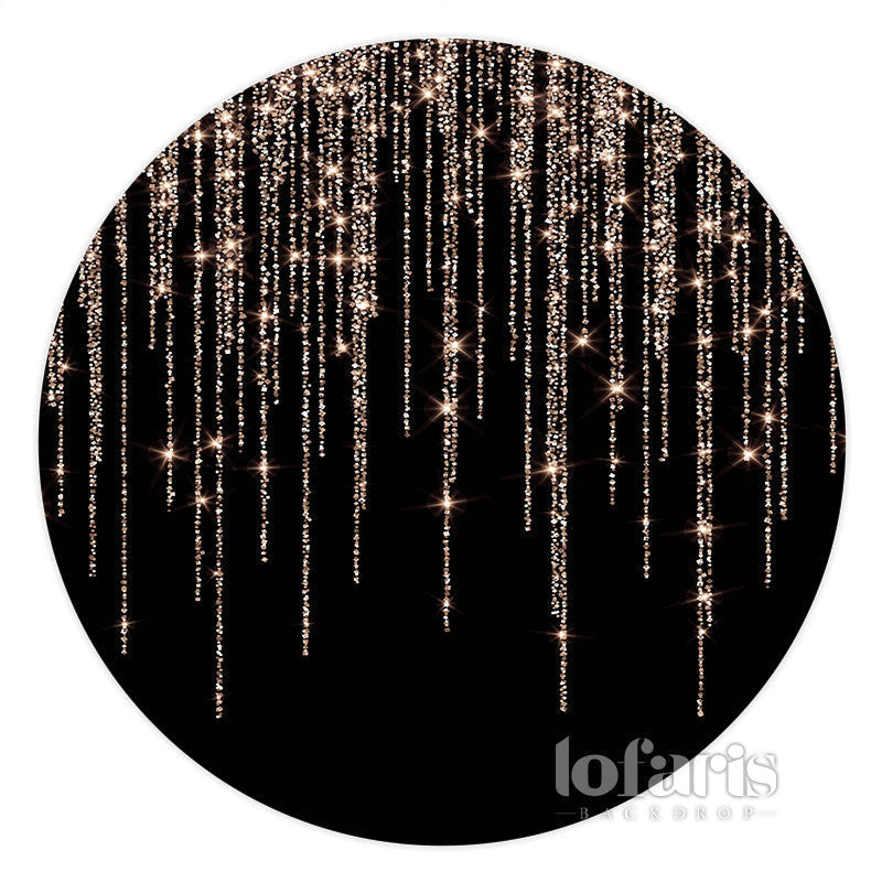 Lofaris Glitter Rose Gold Black Happy Birthday Circle Backdrop