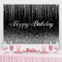 Lofaris Glitter Silver And Black Birthday Backdrop Decoration
