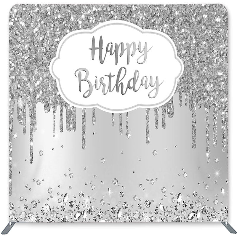Lofaris Glitter Silver Diamonds Double-Sided Backdrop for Birthday