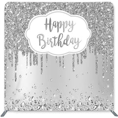 Lofaris Glitter Silver Diamonds Double-Sided Backdrop for Birthday