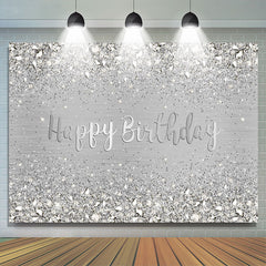 Lofaris Light Grey Simple Happy Birthday Backdrop For Party