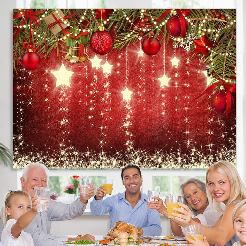 Lofaris Glitter Stars and Jingle-Bell Christmas Tree Backdrop