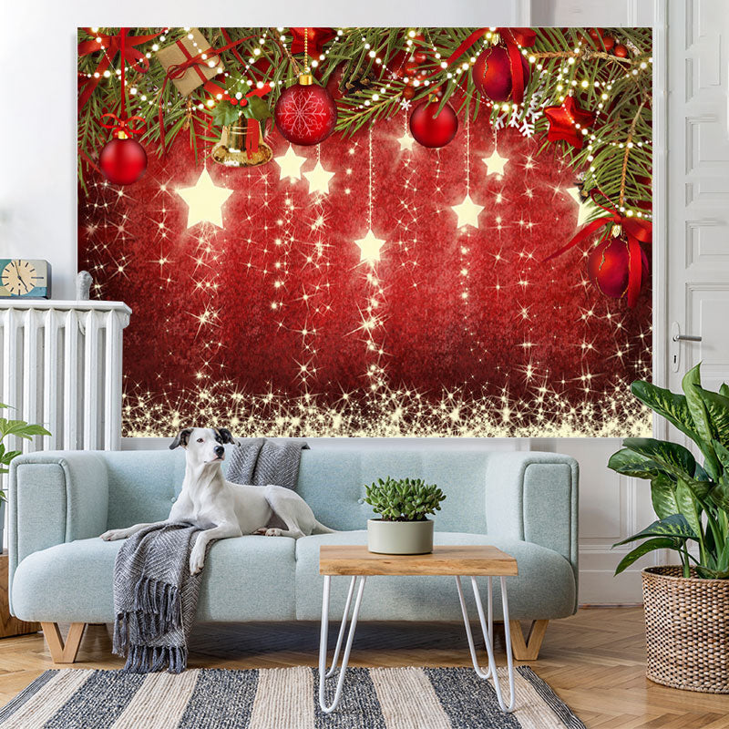 Lofaris Glitter Stars and Jingle-Bell Christmas Tree Backdrop
