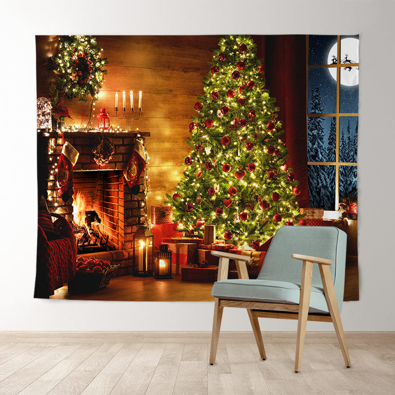 Lofaris Glitter Warm House Christmas Day Decoration Backdrop