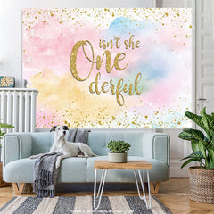 Lofaris Glitter Watercolour 1st Birthday Backdrop For Girl