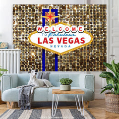 Lofaris Glitter Welcome To Las Vegas Fabulous Night Birthday Backdrop