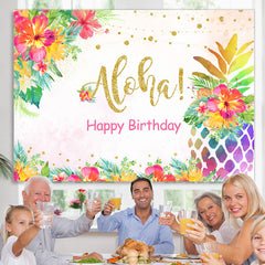 Lofaris Gloden Colorful Floral Birthday Party Backdrop