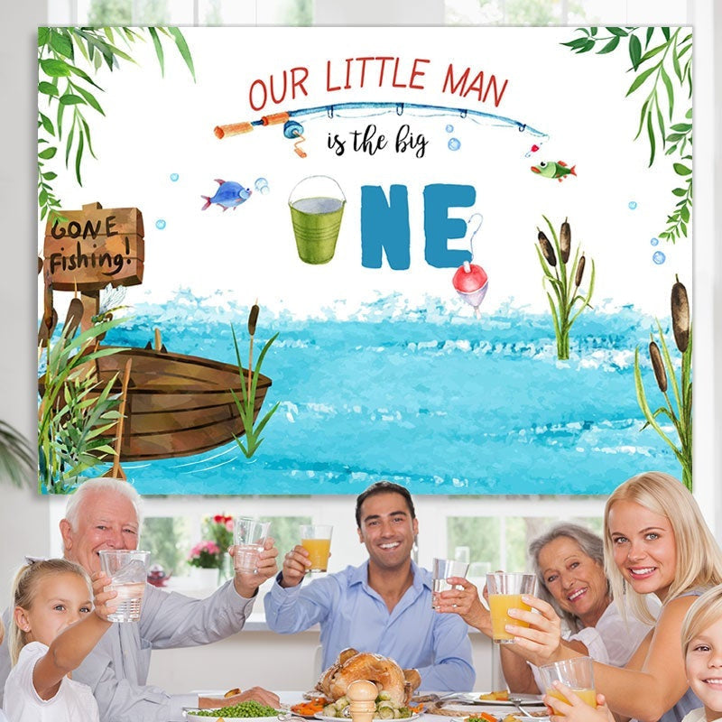 Lofaris Go Fishing 1st Birthday party Photoshoot Backdrops