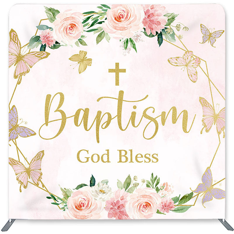 Lofaris God Bless Baptism Double-Sided Backdrop for Birthday