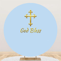 Lofaris God Bless Blue Theme Happy Birthday Circle Backdrop