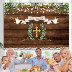 Lofaris God Bless Little White Floral Wooden Backdrop for Kids