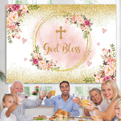 Lofaris God Bless Sweet Heart And Flower Birthday Backdrop