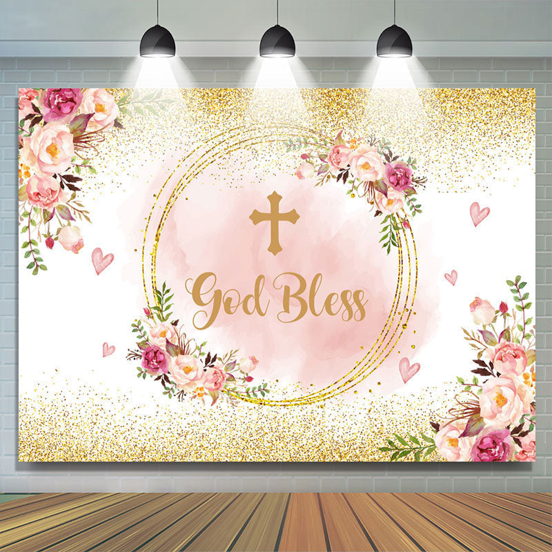 Lofaris God Bless Sweet Heart And Flower Birthday Backdrop