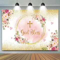 Lofaris God Bless Sweet Heart And Flower Birthday Backdrop