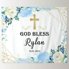 Lofaris God Bless White Rose Gold Glitter Wedding Backdrop