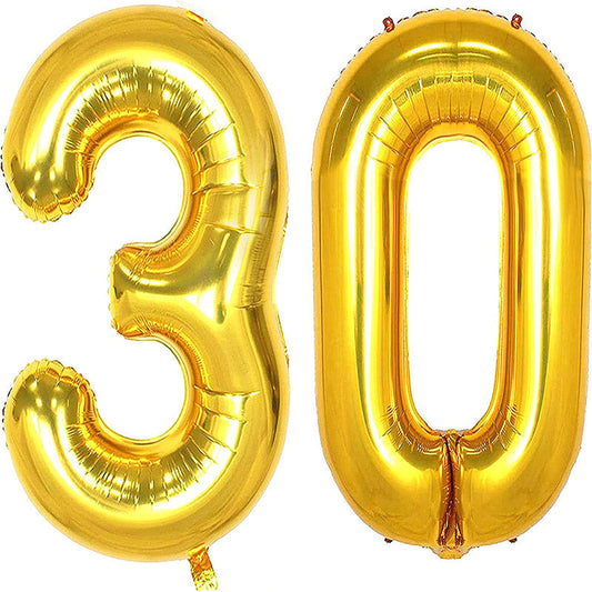 Lofaris Gold 30 Number Balloons DIY Birthday Anniversary Party Decoration