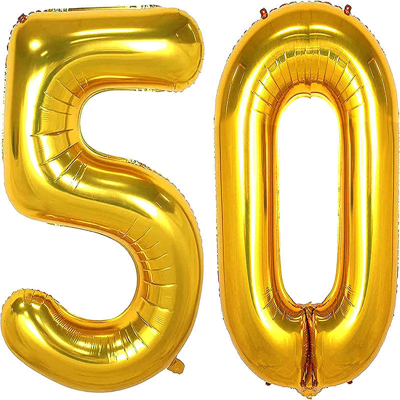 Lofaris Gold 50 Number Balloons Big Giant DIY Birthday Party Decoration