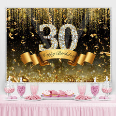 Lofaris Gold and Black Bokeh Diamond 30th Birthday Backdrop