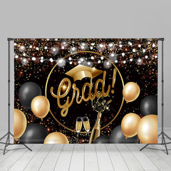 Lofaris Gold And Black Glitter Ballons Bright Grad Backdrop
