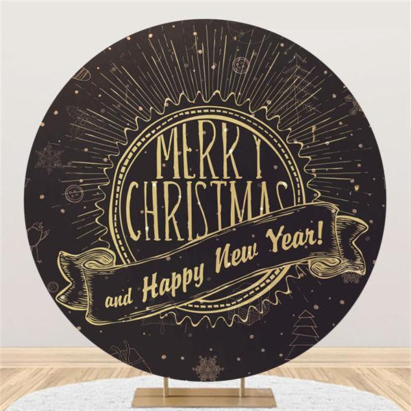 Lofaris Gold And Black Round Chrismas New Year Backdrop