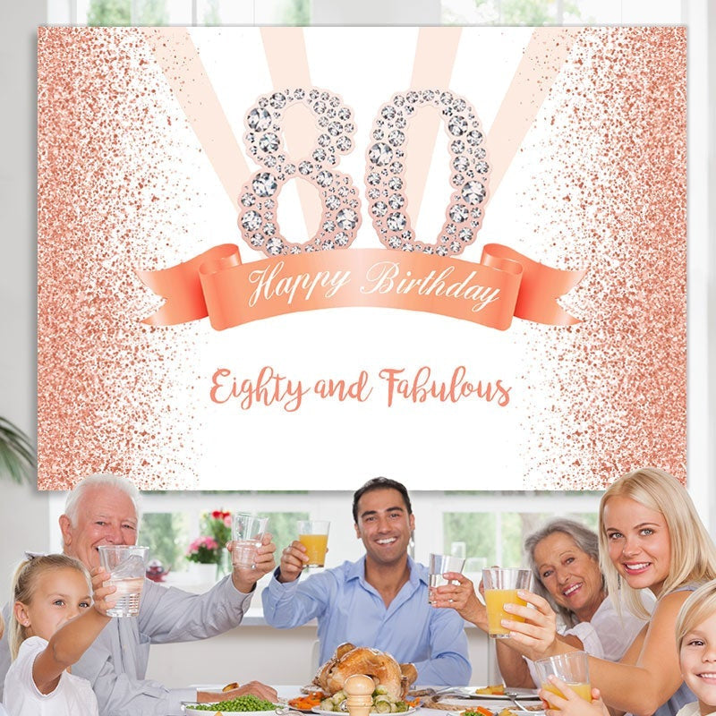 Lofaris Gold and Pink Dots Happy 80th Birthday Party Backdrop