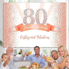 Lofaris Gold and Pink Dots Happy 80th Birthday Party Backdrop