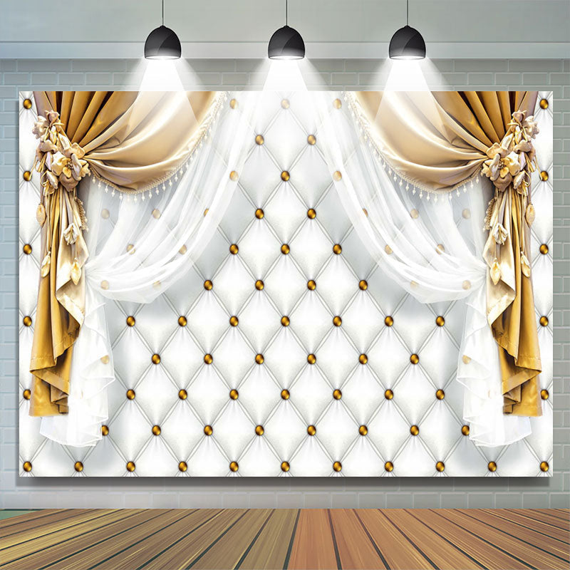Lofaris Gold And White Curtain Wedding Party Decoration Backdrop