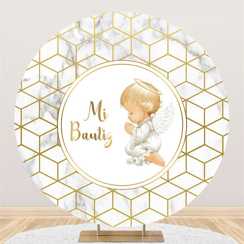 Lofaris Gold Baby Diamond Pattern Shower Round Backdrop