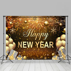 Lofaris Gold Ballon And Star Bokeh Happy New Year Backdrop