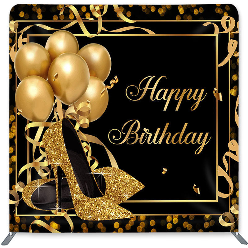 Lofaris Gold Balloon High Heels Double-Sided Backdrop for Birthday