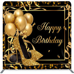 Lofaris Gold Balloon High Heels Double-Sided Backdrop for Birthday