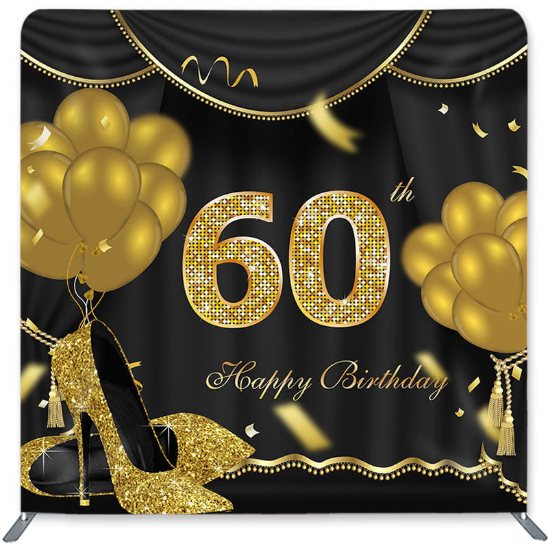 Lofaris Gold Balloons Double-Sided Backdrop for 60th Birthday