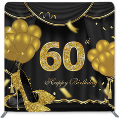 Lofaris Gold Balloons Double-Sided Backdrop for 60th Birthday