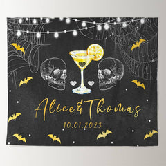 Lofaris Gold Bats And White Skull Black Bridal Shower Backdrop