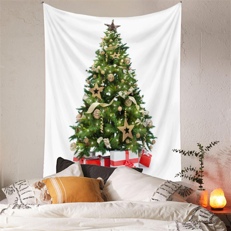 Lofaris Gold Bauble Christmas Tree With Gift Wall Tapestry