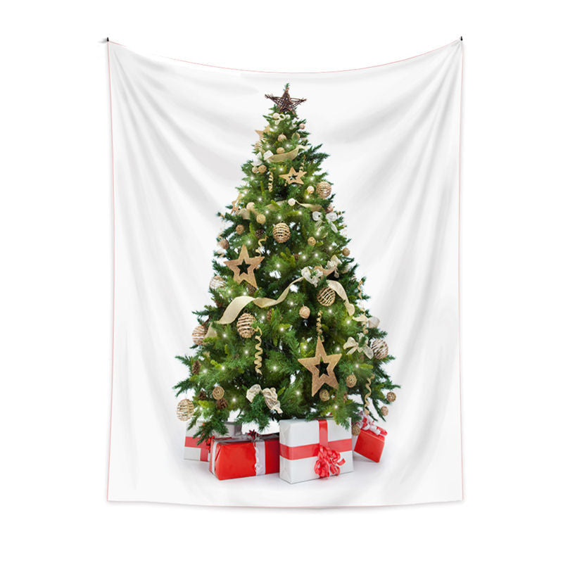 Lofaris Gold Bauble Christmas Tree With Gift Wall Tapestry