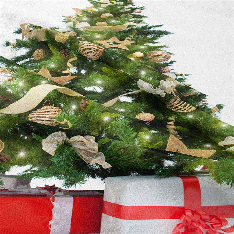 Lofaris Gold Bauble Christmas Tree With Gift Wall Tapestry