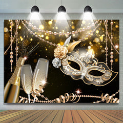 Lofaris Gold Black Cheers Masquerade Holiday Dance Backdrop