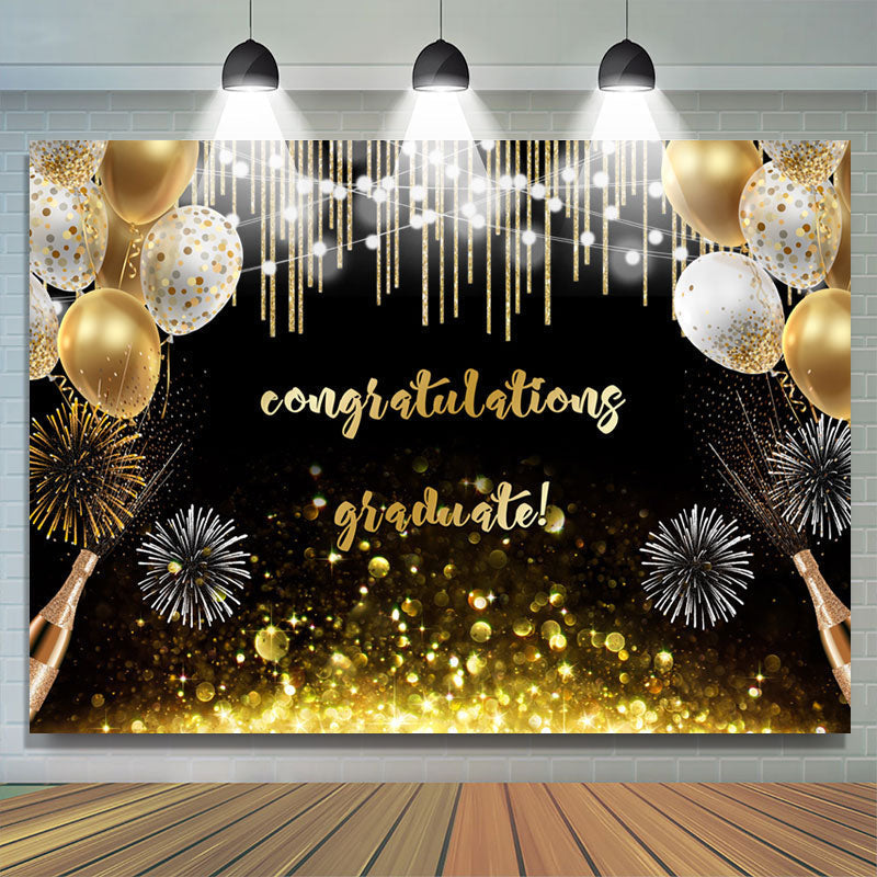 Lofaris Gold Bokeh Ballons Congratulations Graduate Backdorp