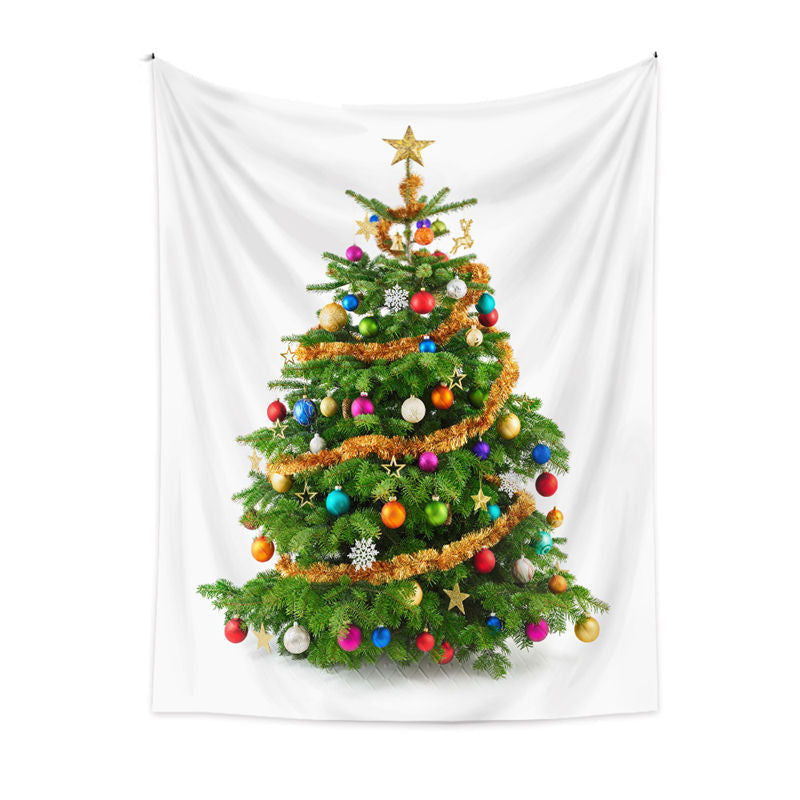 Lofaris Gold Colorful Bauble Christmas Tree Wall Tapestry