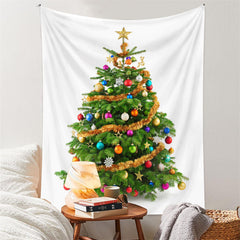 Lofaris Gold Colorful Bauble Christmas Tree Wall Tapestry