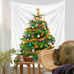 Lofaris Gold Colorful Bauble Christmas Tree Wall Tapestry