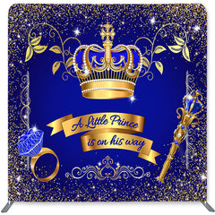 Lofaris Gold Crown Blue Double-Sided Backdrop for Baby Shower