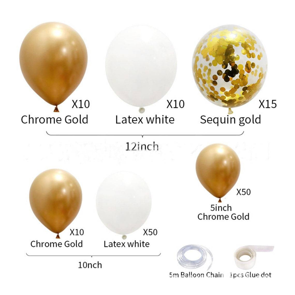 Lofaris Gold DIY 145 Pack Balloon Arch Kit | Party Decorations - White