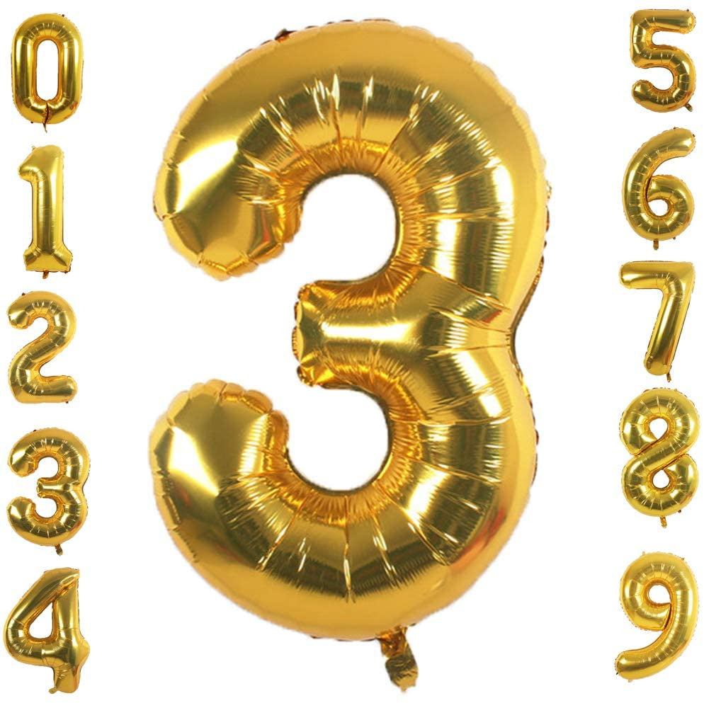Lofaris Gold DIY Number Foil Mylar Balloons 40 Inch Party Decoration