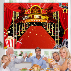 Lofaris Gold Five-pointed Star Red Carpet Birthday Backdrop