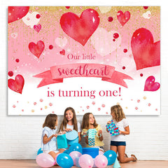 Lofaris Gold Glitte Sweetheart Turning One Birthday Backdrop