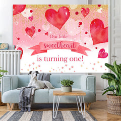 Lofaris Gold Glitte Sweetheart Turning One Birthday Backdrop
