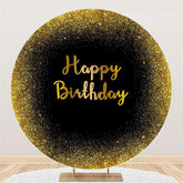 Lofaris Gold Glitter And Black Round Happy Birthday Backdrop